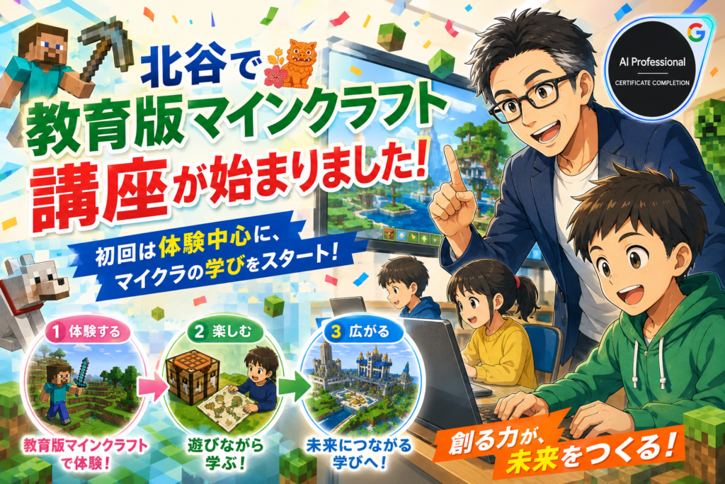 北谷で教育版マインクラフト講座が始まりました|初回は体験中心に、マイクラの学びをスタート