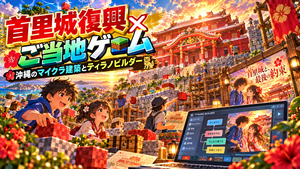 首里城復興にあわせて、ティラノビルダーでご当地ゲーム、マイクラで首里城づくりを始めました|沖縄マイクラ部
